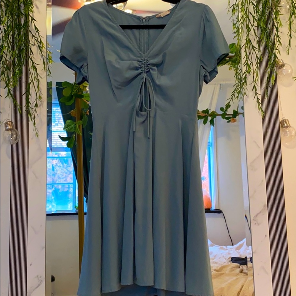 Slate blue short sleeve dress